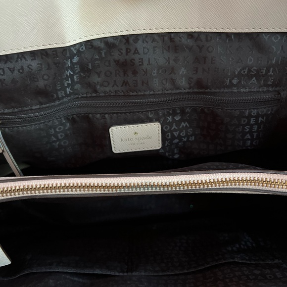 Kate Spade Large Saffiano Leather Tote Black Cream Work Bag Shoulder Purse - Picture 4 of 7